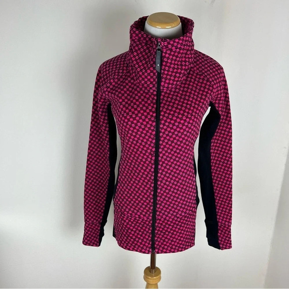 Lululemon Radiant Zip Up Jacket Berry Rumble pink & black print Size 4 - Picture 2 of 9